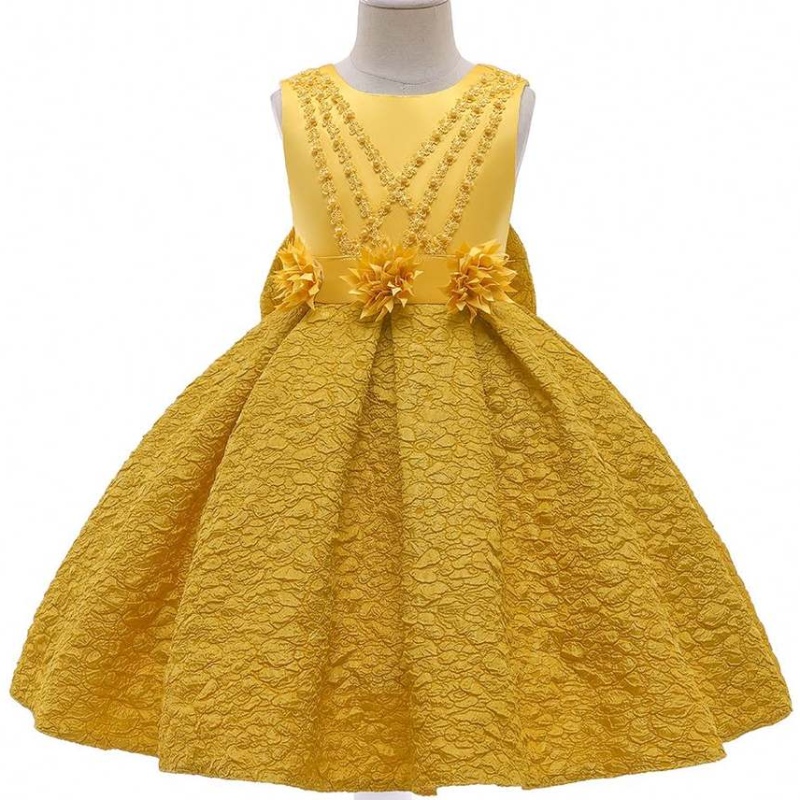 เสื้อผ้า Baige ขายส่งชุดแต่งกายที่กำหนดเอง Royal Yellow Ball Gown มินิชุดเดรสสำหรับเด็ก