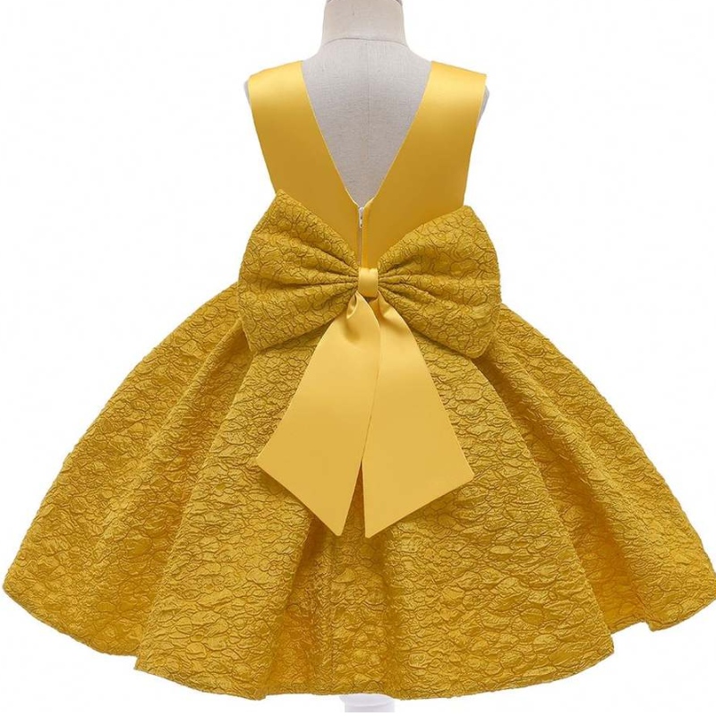 เสื้อผ้า Baige ขายส่งชุดแต่งกายที่กำหนดเอง Royal Yellow Ball Gown มินิชุดเดรสสำหรับเด็ก