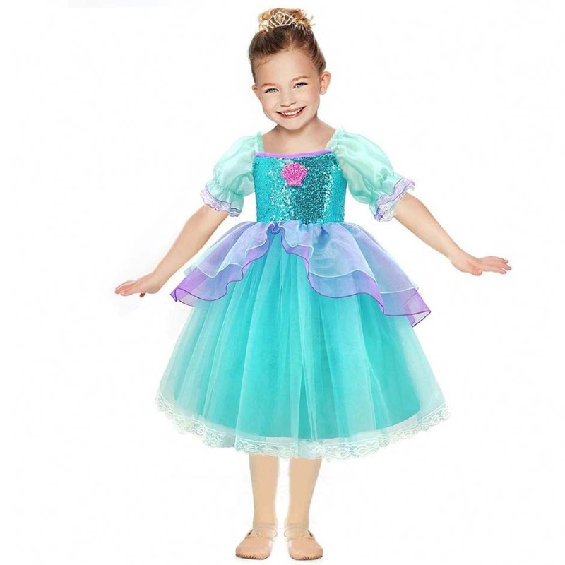 Baigeltittle Mermaid Ariel Princess Dress Halloween Costumes แต่งตัวปาร์ตี้สาวคอสเพลย์เด็กบอล Gown