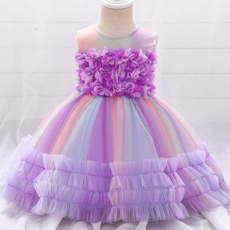 Baige Kids Cotton Dress Flower Dresses Girl Gown Party Dress 0-5 ปี