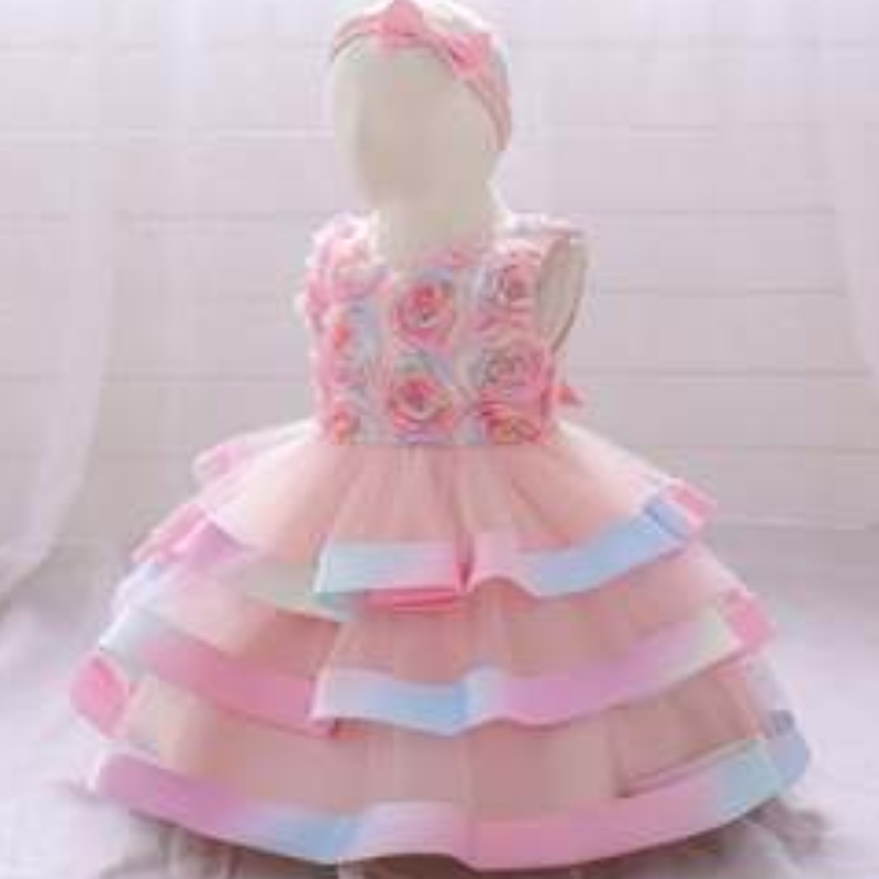 Baige Wholesale Kids Party สวมชุดทารก Tutu Design Baby Girl Flower Cake Dress Layered Layered Layered Layer