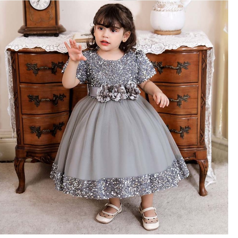 Baige เด็กใหม่ Frock Design for Baby Girl Ball Gowns Flower เด็กอายุ 2 ปีชุดบัพติศมา