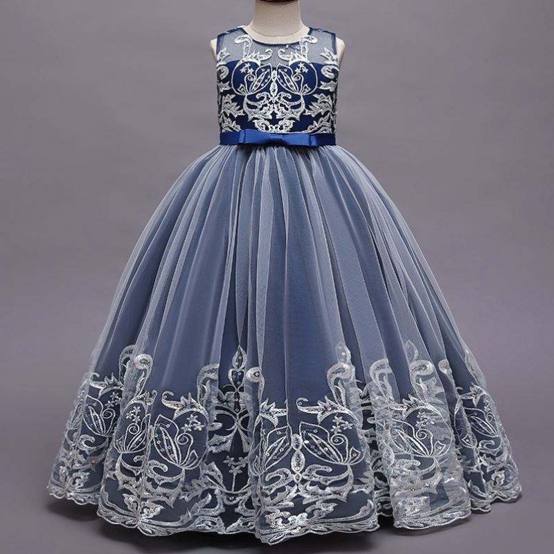 Baige Long Style Children Wedding Ball Gown Girls Frock Design Kids Party Wear Long Frock