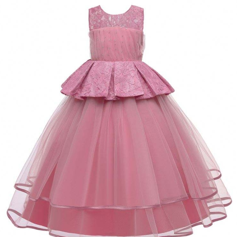 Baige Elegant Kids Long Dress Girls Prom Long Frock ชุดราตรีชุดหรูหรา LP-275