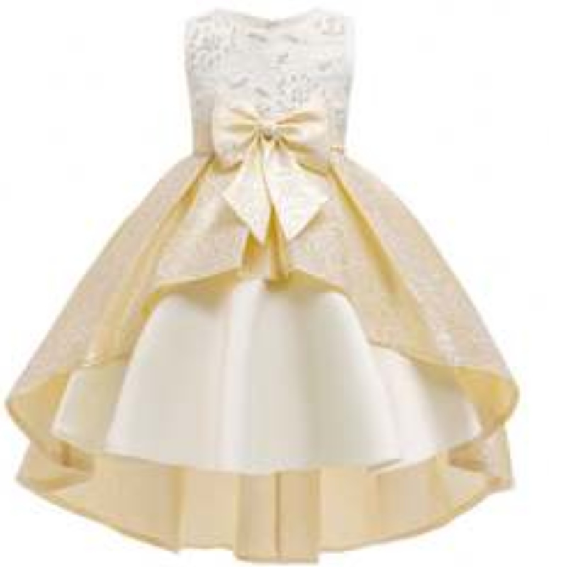 Baige Boutique Clothing Girls Party Dresses Satin Children Designs เสื้อผ้ายาว T5176