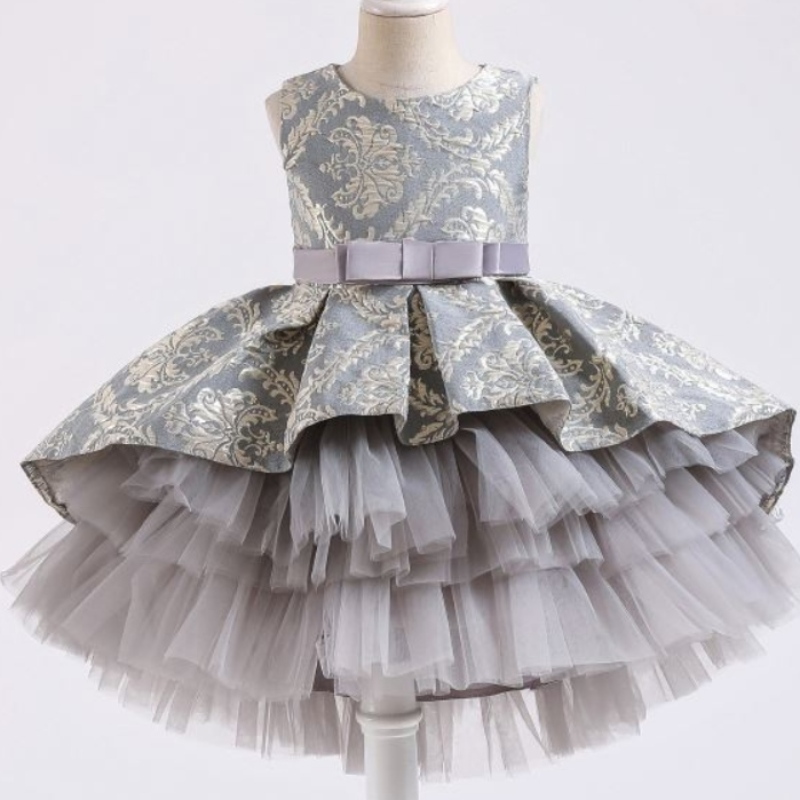 Baige 3-12y Flower Girl Fluffy Dress Factory Wholesale Boutique Kids Clothing Princess Tutu กระโปรง 2171