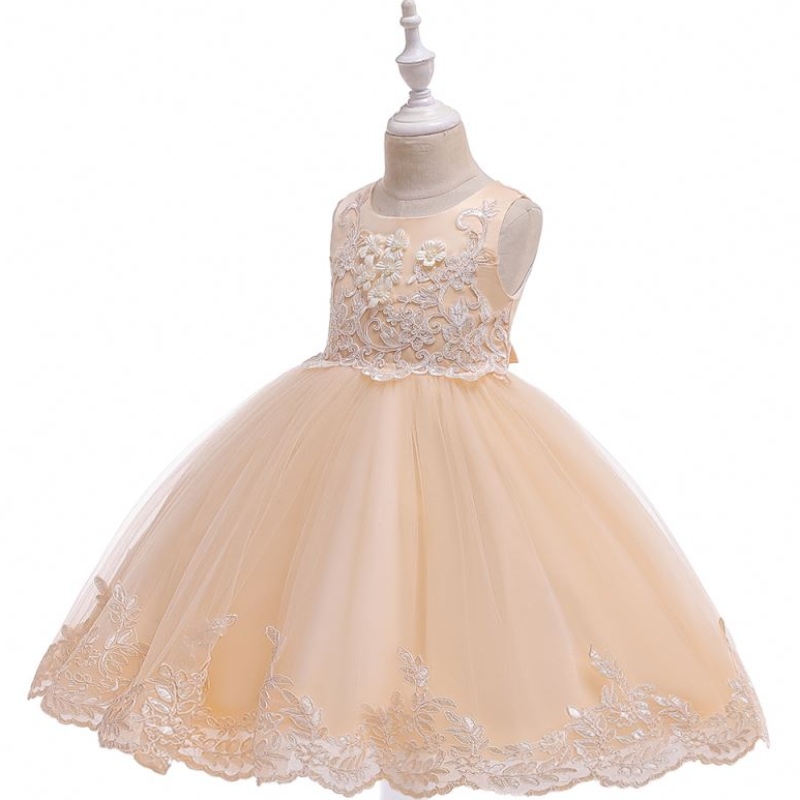 Baige Girl Princess Luxury Dresses แขนเสื้อเดรสเด็กชุดเด็กชุดวันเกิดปาร์ตี้วันเกิด l5097