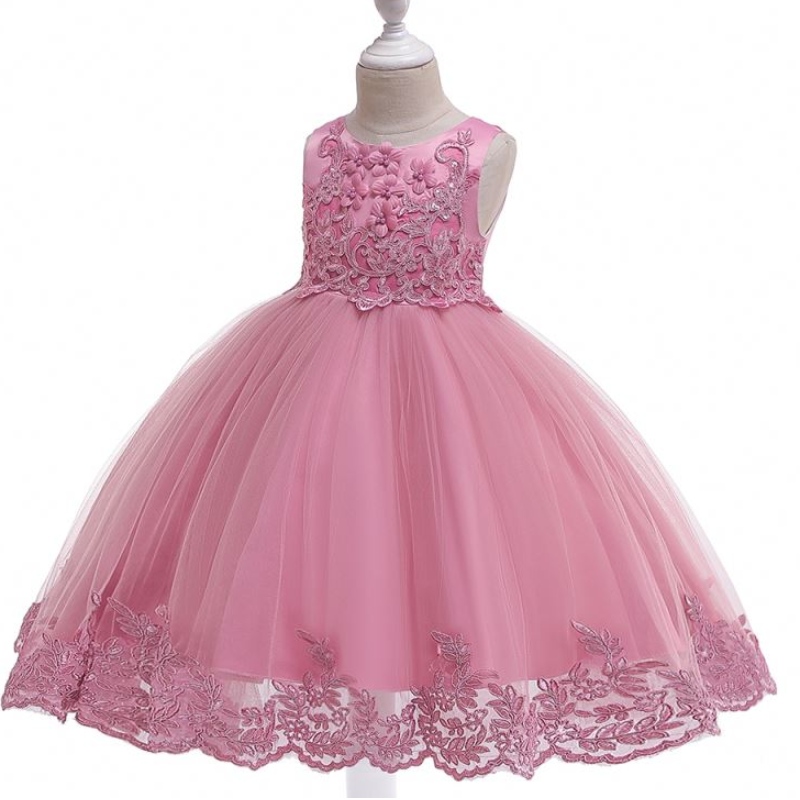 Baige Girl Princess Luxury Dresses แขนเสื้อเดรสเด็กชุดเด็กชุดวันเกิดปาร์ตี้วันเกิด l5097