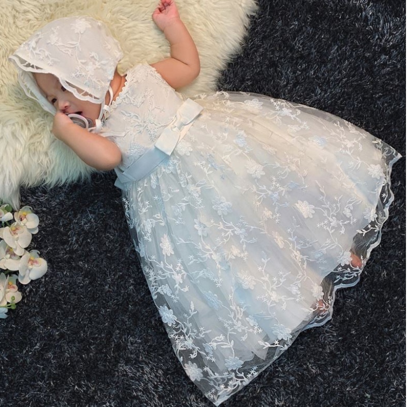 Baige New Party Girl Dress White Design ชุดแรกเกิดของทารก Christening B-8873