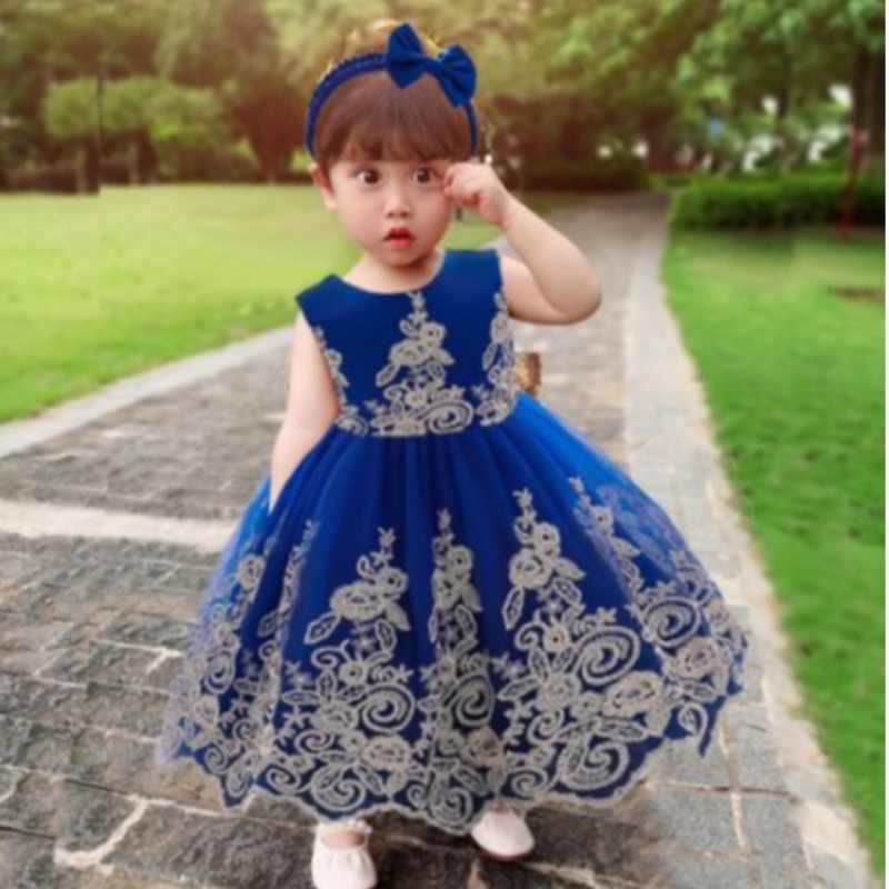 baige ลูกไม้ใหม่ Frock Kids Party สวมใส่ 0-6 ปีสาวดอกไม้วันเกิดปาร์ตี้บอล gown l2023xz