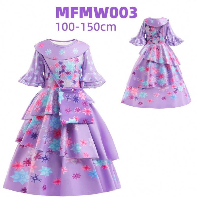 baige encanto mirabel isabella สาวสีม่วงชุดแขนยาวใหม่ Carnival Kids Party Cosplay เครื่องแต่งกาย