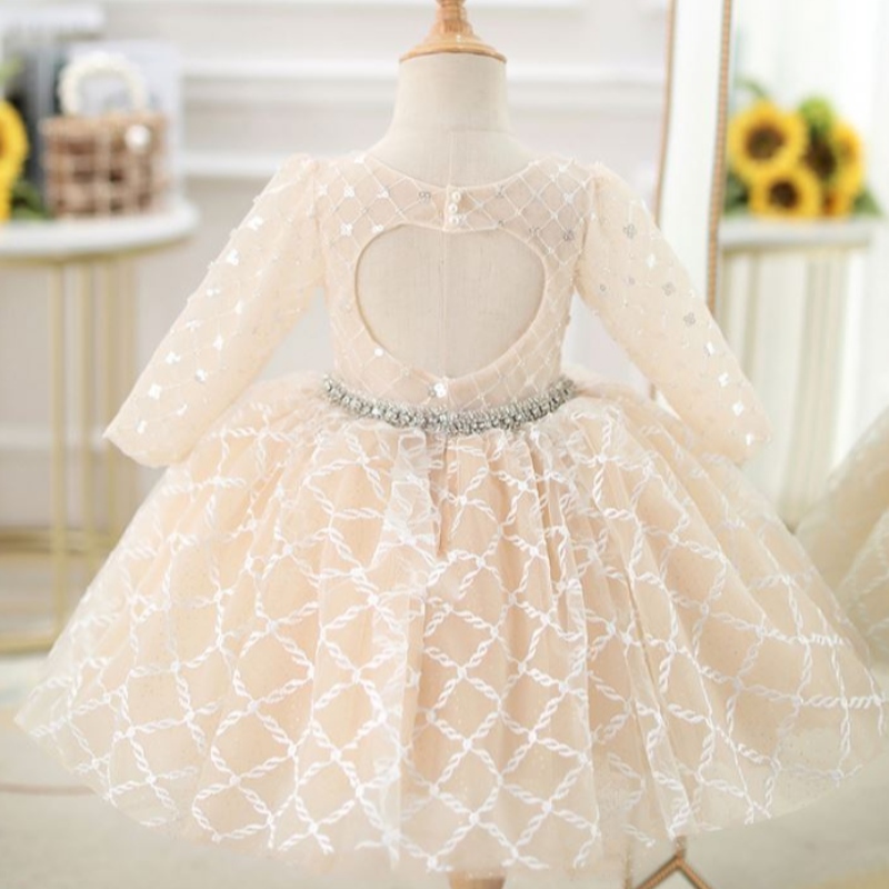 Baige Oem Children \\ S รามินเดรสเจ้าหญิงสาวปุยเส้นด้ายเปียโนชุดโฮสต์วันเกิด Frock DZ003