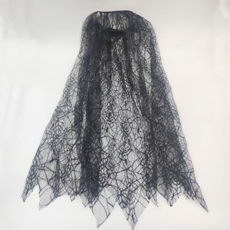 เสื้อคลุม Cloak Black Spiderweb สำหรับเด็กผู้หญิงฮาโลวีนชุดตกแต่งปาร์ตี้