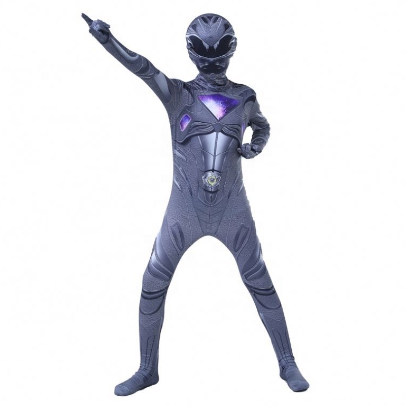 สีดำสีดำชุดฮัลโลวีนปาร์ตี้จั๊มสูท Mystic Force Power Ranger เครื่องแต่งกายสำหรับเด็ก