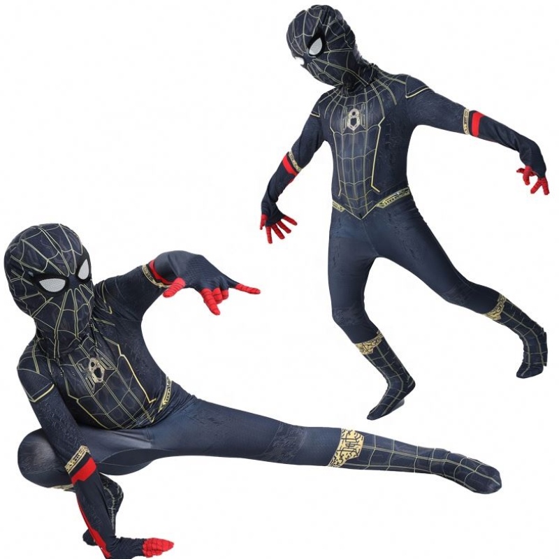 โรงงานขนาดบวกขนาดฮัลโลวีนคอสเพลย์ชุดหนัง Black Spider Man เครื่องแต่งกายความแปลกใหม่&เครื่องแต่งกายพิเศษ