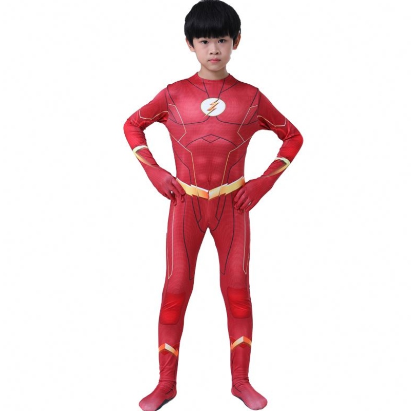 ผู้ใหญ่วัยเด็กเด็ก Comic Fantasia Superhero Halloween Carnival Party Outfit Cosplay ชุดสูทของเด็ก Flash Man \\