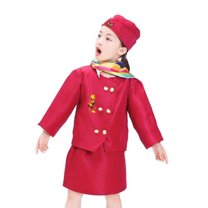 บทบาทของเด็ก ๆ เล่นชุดคอสเพลย์เครื่องแต่งกายสายการบินชุดแต่งกายชุดพร้อมอุปกรณ์เสริมสำหรับเด็ก