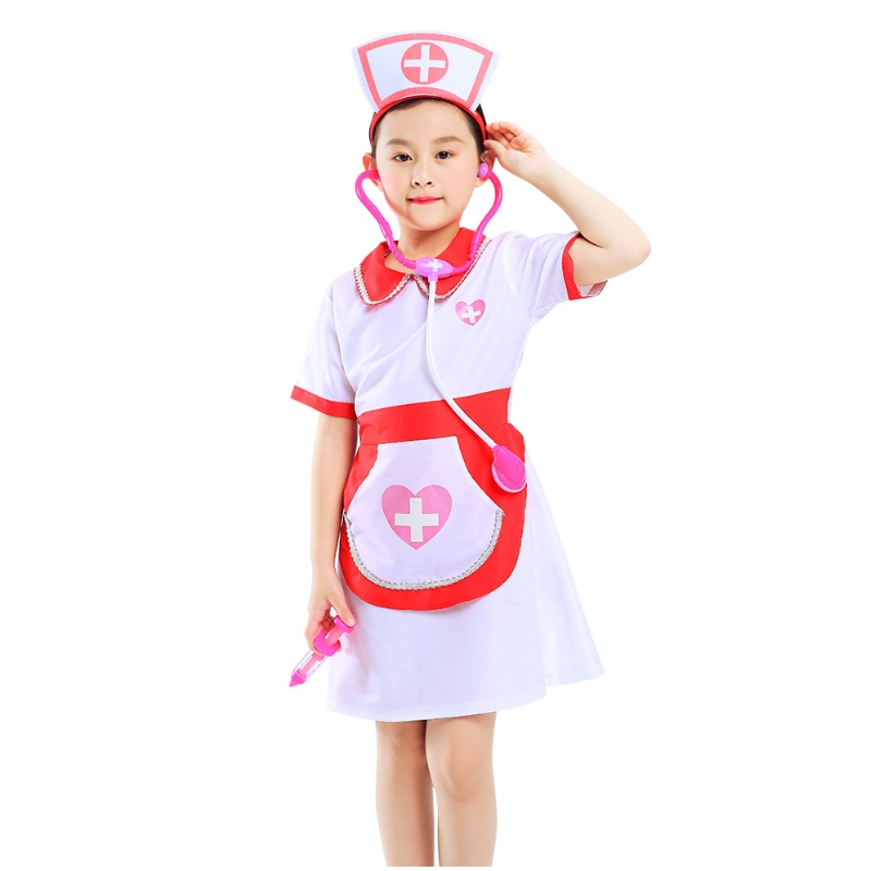 สาวพยาบาลแกล้งเล่นชุดแต่งกายชุดและชุดของเล่น