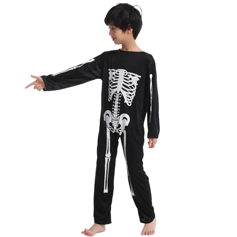 2022 Amazon Children Jumpsuit Halloween Party Jumpsuit กับ Skeleton Bone Print สำหรับเด็ก