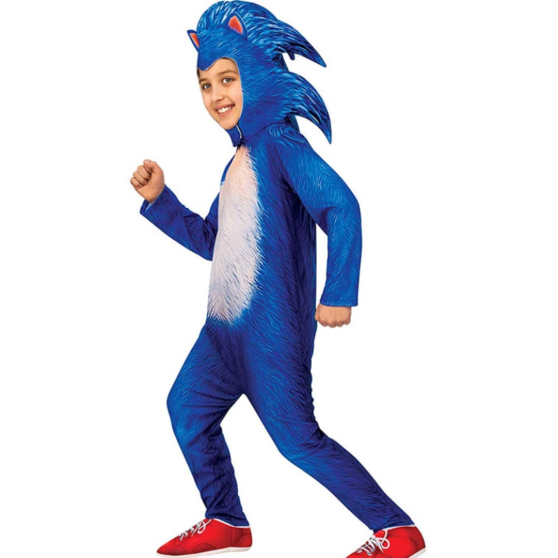 เกมฮัลโลวีนปาร์ตี้คอสเพลย์เด็ก Blue Sonic Jumpsuit การ์ตูน Sonic The Hedgehog