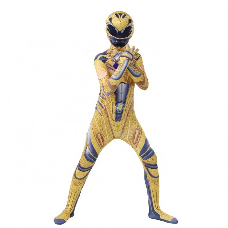 ภาพยนตร์ฮัลโลวีนฮัลโลวีนที่ร้อนแรงที่สุดอนิเมะซูเปอร์ฮีโร่ Zentai Power Ranger เครื่องแต่งกายสำหรับเด็กผู้ชาย