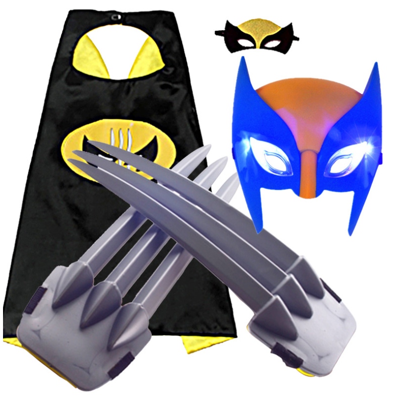 Wolverine Plastic Claw Facepiece Cloak Weapon Halloween Cosplay Party ของเล่นปาร์ตี้