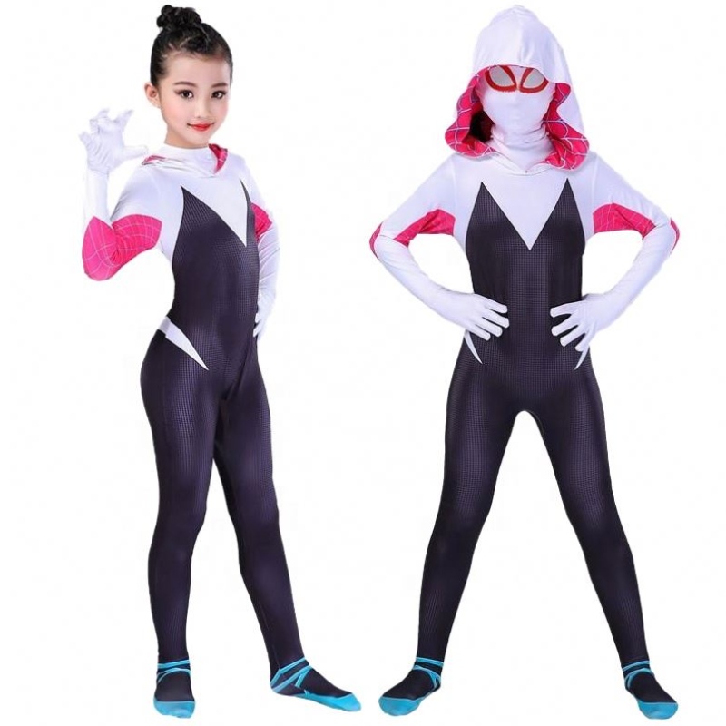 Holiday Halloween Party Wholesale Girls Girls Gwen Spider Man คู่ขนานเสื้อผ้าสากลรัดรูปชุดคอสเพลย์ด้วยหน้ากาก