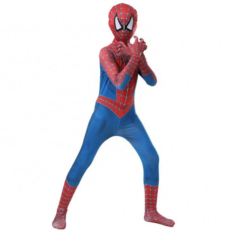 ผลิตในโรงงานจีนคลาสสิกคลาสสิกสีน้ำเงิน&red Avenger ชุดทีวี&movie superhero jumpsuits อะนิเมะเสื้อผ้าฮัลโลวีน Spiderman