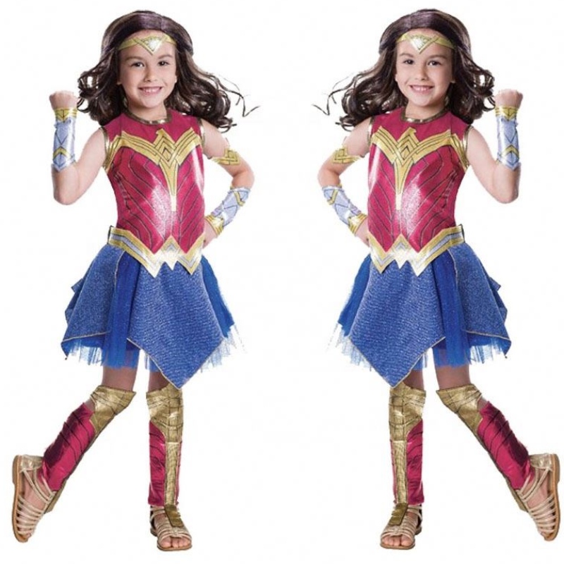 ชุดเด็กออกแบบใหม่เครื่องแต่งกายสำหรับเด็กชุดซูเปอร์ฮีโร่ Wonder Woman Cosplay Costumes สำหรับสาว ๆ