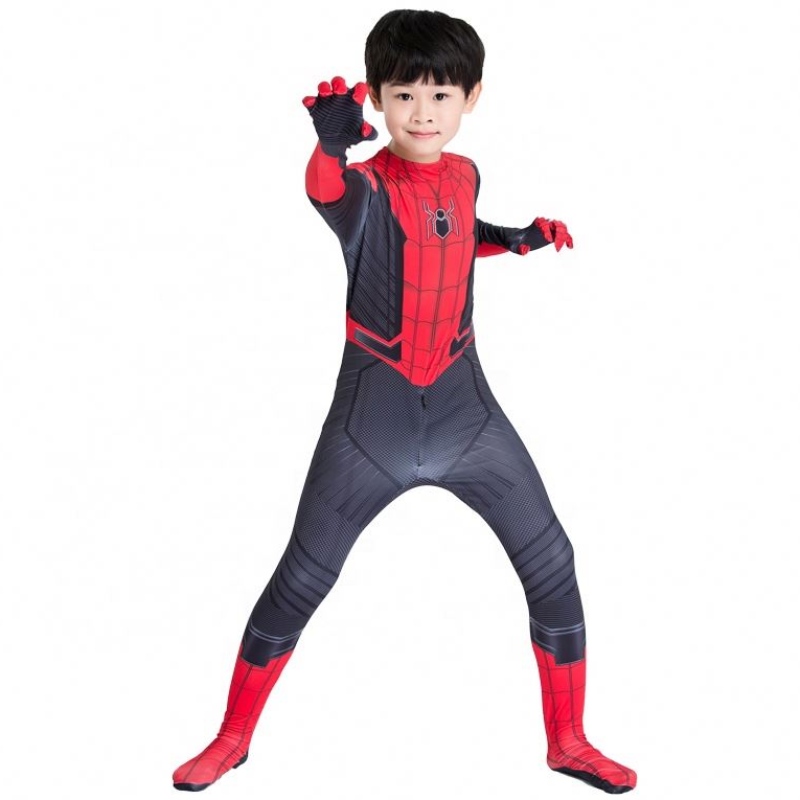 Amazon Hot Sale Wholesale Classic Style ราคาที่ดีที่สุดการ์ตูนสีแดงเสื้อผ้าสีดำ Figura de Accion อะนิเมะ Kids Spiderman เครื่องแต่งกาย