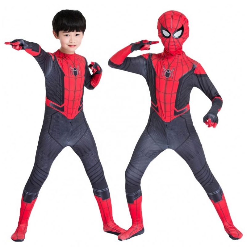 Amazon Hot Sale Wholesale Classic Style ราคาที่ดีที่สุดการ์ตูนสีแดงเสื้อผ้าสีดำ Figura de Accion อะนิเมะ Kids Spiderman เครื่องแต่งกาย