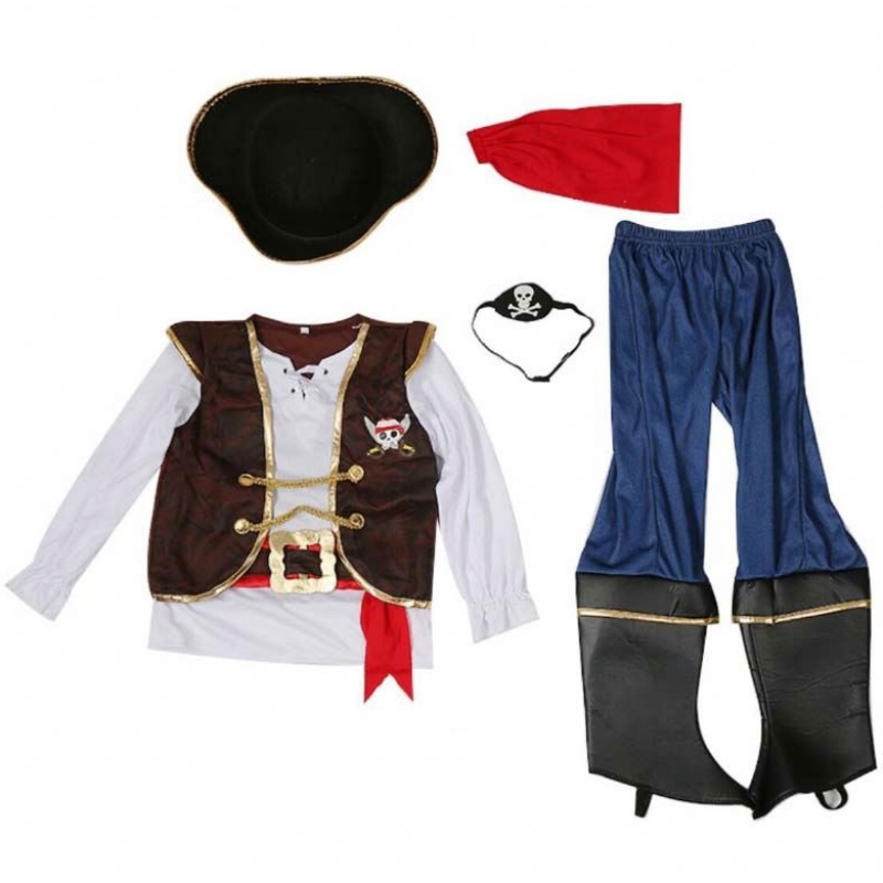 ชุดคอสเพลย์ Halloween ชุดเด็กผู้ชาย Pirate Pirate สำหรับเด็กที่มีหมวก DGHC-080