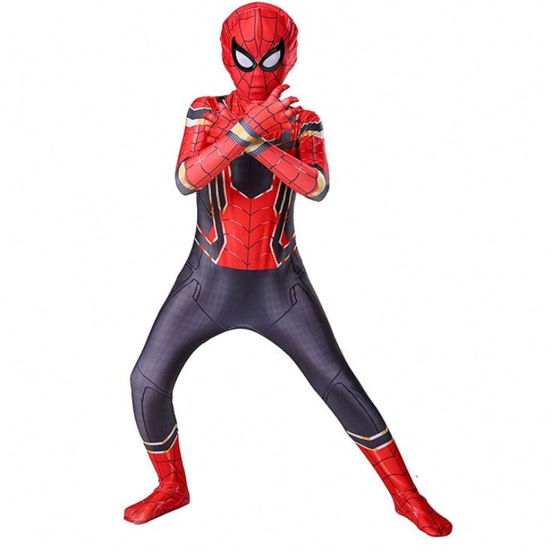 TV&ภาพยนตร์คอสเพลย์เครื่องแต่งกาย Zentai Spiderman Superhero Bodysuit Spandex Suit สำหรับเด็กทำเอง