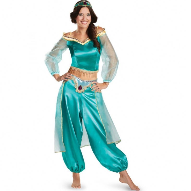 เครื่องแบบเกมยุโรปและชุดฮัลโลวีนสหรัฐอเมริกาคอสเพลย์เซ็กซี่ Aladdin Magic Lamp Jasmine Princess Dress