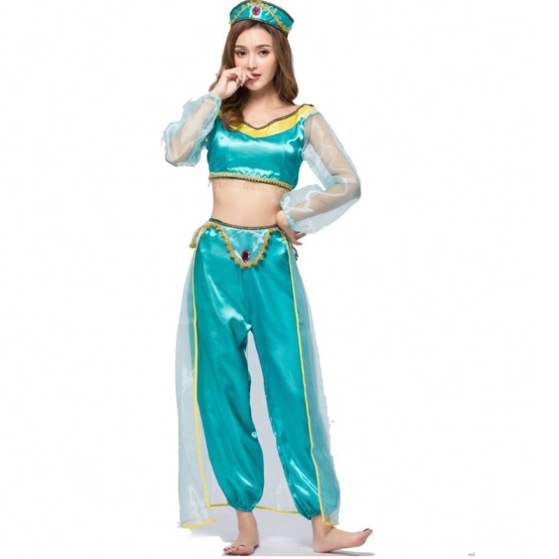 เครื่องแบบเกมยุโรปและชุดฮัลโลวีนสหรัฐอเมริกาคอสเพลย์เซ็กซี่ Aladdin Magic Lamp Jasmine Princess Dress