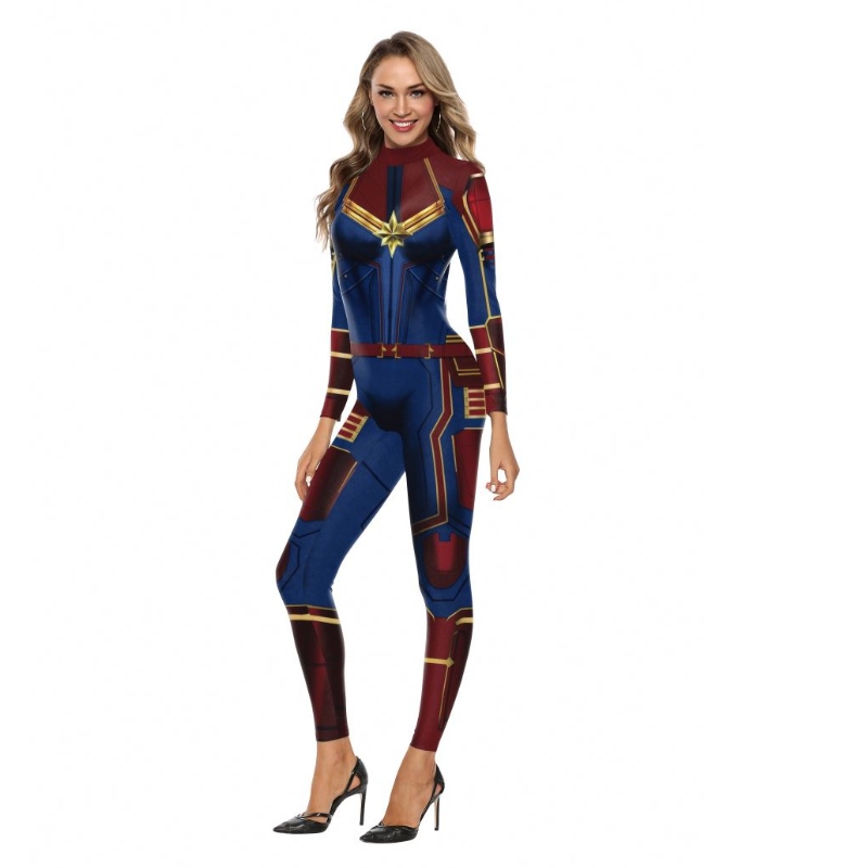 2022 Amazon New Design TV&movie คอสเพลย์เครื่องแต่งกายดิจิตอลการถ่ายโอนความร้อนกัปตัน Marvel ตัวละครเครื่องแต่งกายผู้หญิงชุดบอดี้สูท