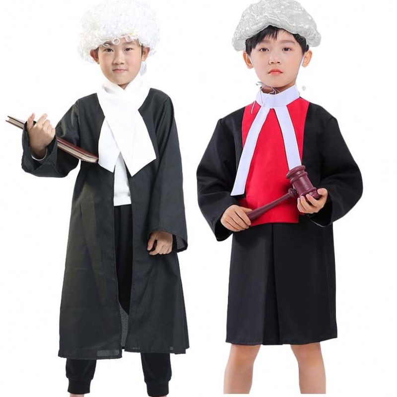 Halloween Kids Performance Cosplay Coats อนุบาลอาชีพผู้พิพากษา Robes Stage Party Dress ทนายความเครื่องแต่งกาย HCBC-007
