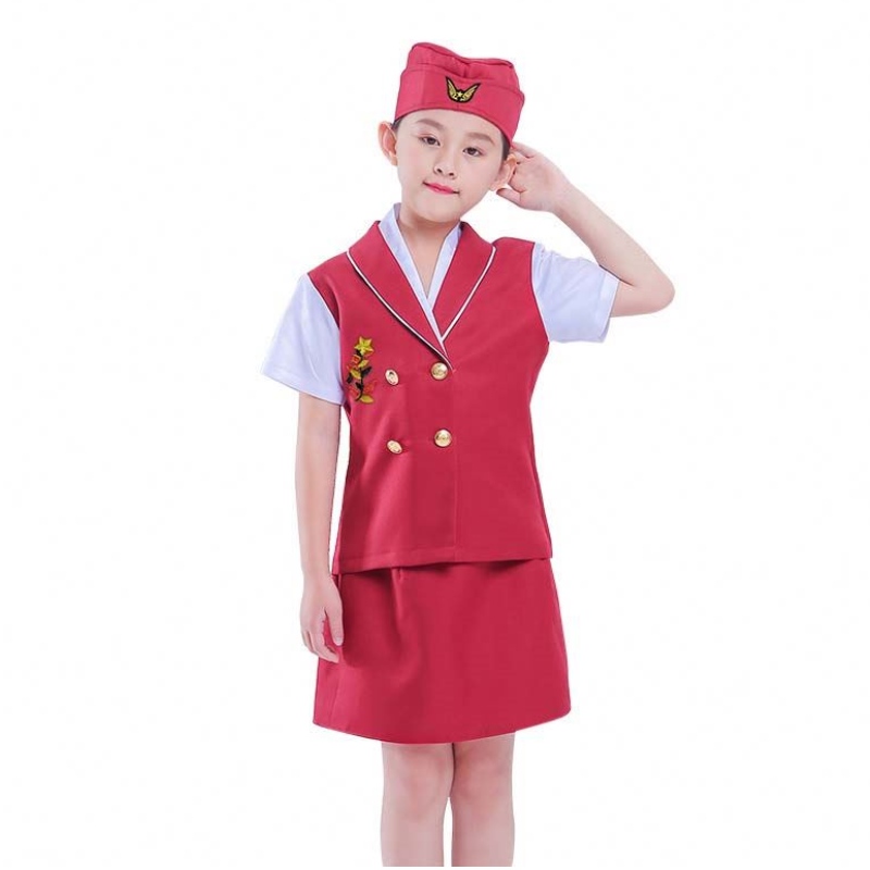 Carnival Party Costume เด็กผู้หญิง Halloween Flight Flight Airline Stewardess เครื่องแต่งกาย HCBC-023