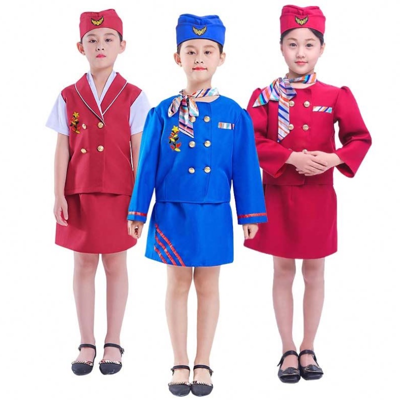 Carnival Party Costume เด็กผู้หญิง Halloween Flight Flight Airline Stewardess เครื่องแต่งกาย HCBC-023