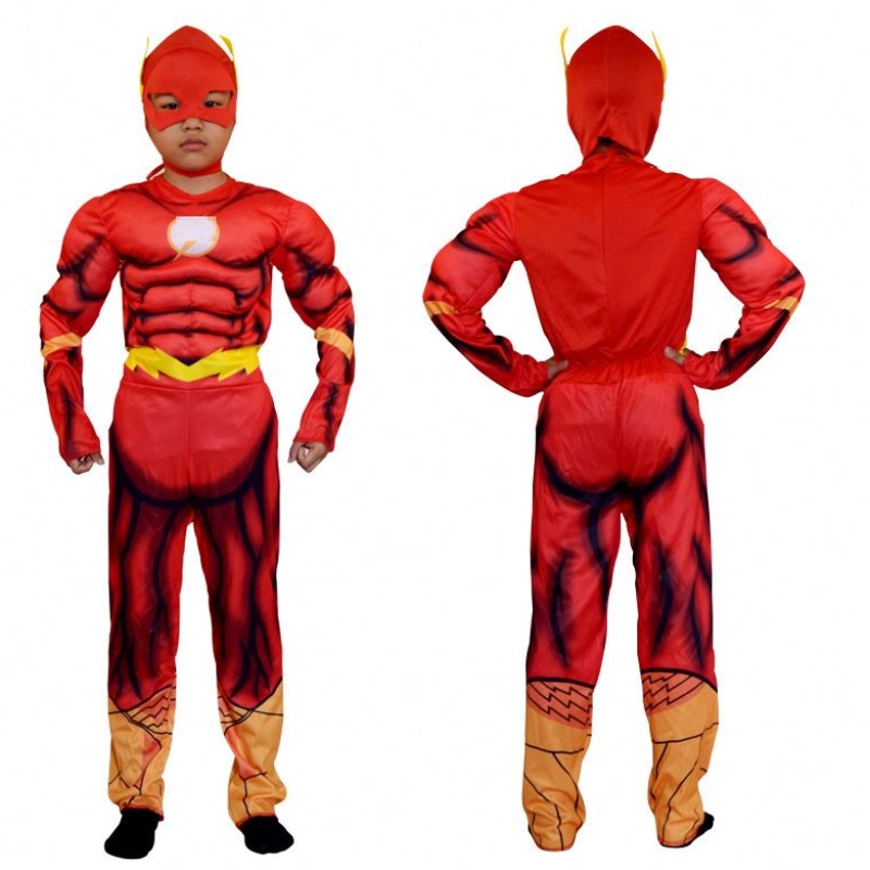 Boy \\ s Deluxe Flash Costume ชุดแฟนซีเด็กแฟนตาซีการ์ตูนภาพยนตร์ Carnival Party Halloween Flashman คอสเพลย์เครื่องแต่งกาย