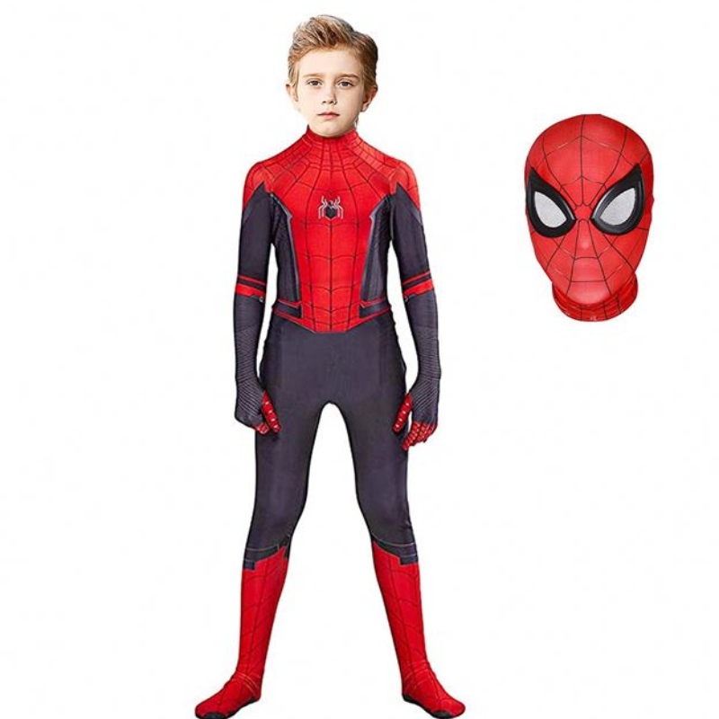 ชุดบอดี้สูทเครื่องแต่งกาย Spiderman สำหรับเด็ก Spandex Zentai Halloween Cossplay Jumpsuit 3D สไตล์