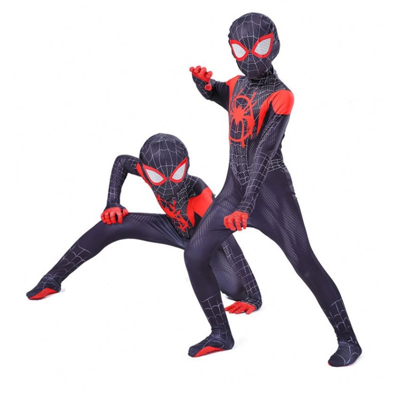 ใหม่ Miles Morales ไกลจากชุดคอสเพลย์ที่บ้าน Zentai Spiderman Costume Superhero Bodysuit Spandex Suit สำหรับเด็กทำเอง