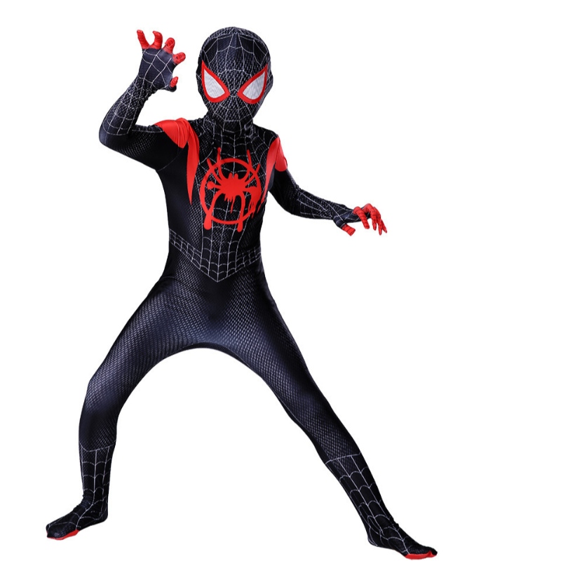 ใหม่ Miles Morales ไกลจากชุดคอสเพลย์ที่บ้าน Zentai Spiderman Costume Superhero Bodysuit Spandex Suit สำหรับเด็กทำเอง