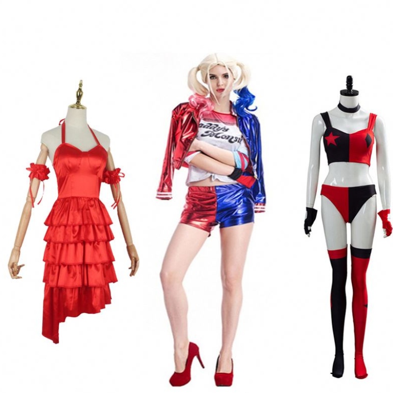 Suicide Squad Harley-Quinn Monster T-Shirt Cosplay ชุดคอสเพลย์พร้อมเย็บปักถักร้อยสำหรับผู้หญิง