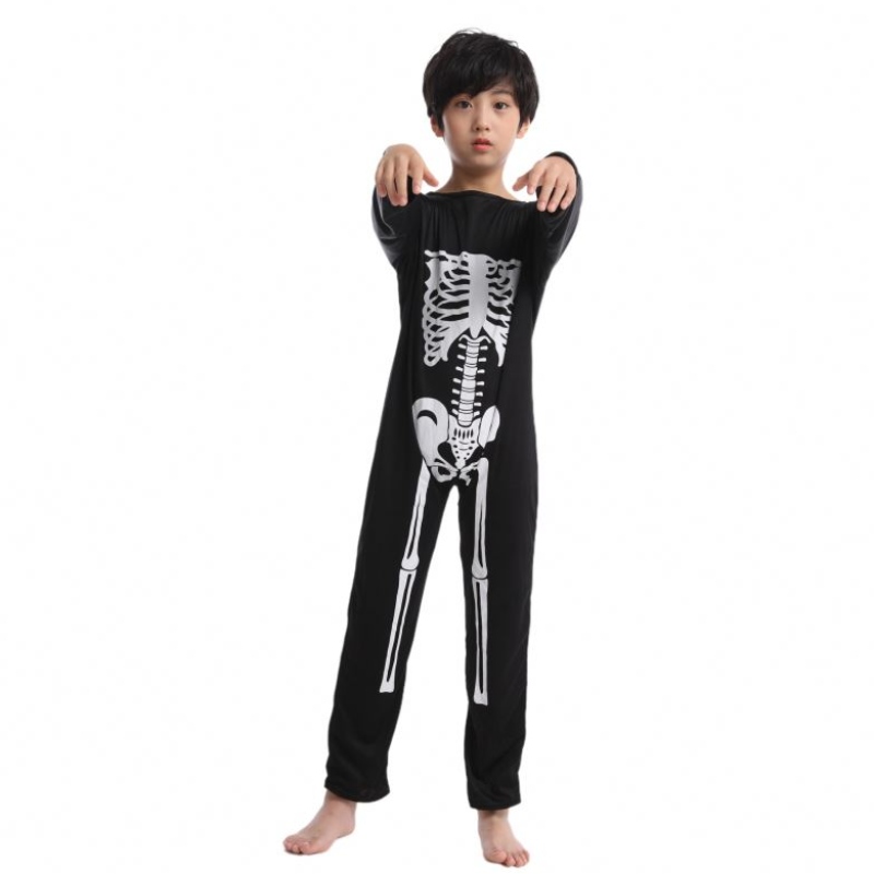 เครื่องแต่งกายสำหรับเด็กฮาโลวีนซอมบี้เครื่องแต่งกายคอสเพลย์ Scary Skeleton Skull ชุด Jumpsuit เต็มชุดงานปาร์ตี้งานรื่นเริง