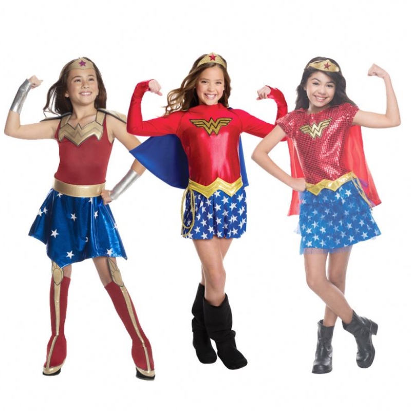 Kids Super Cossplay Costumes Super Girls Dress Superwoman Dress Super Halloween Clothes