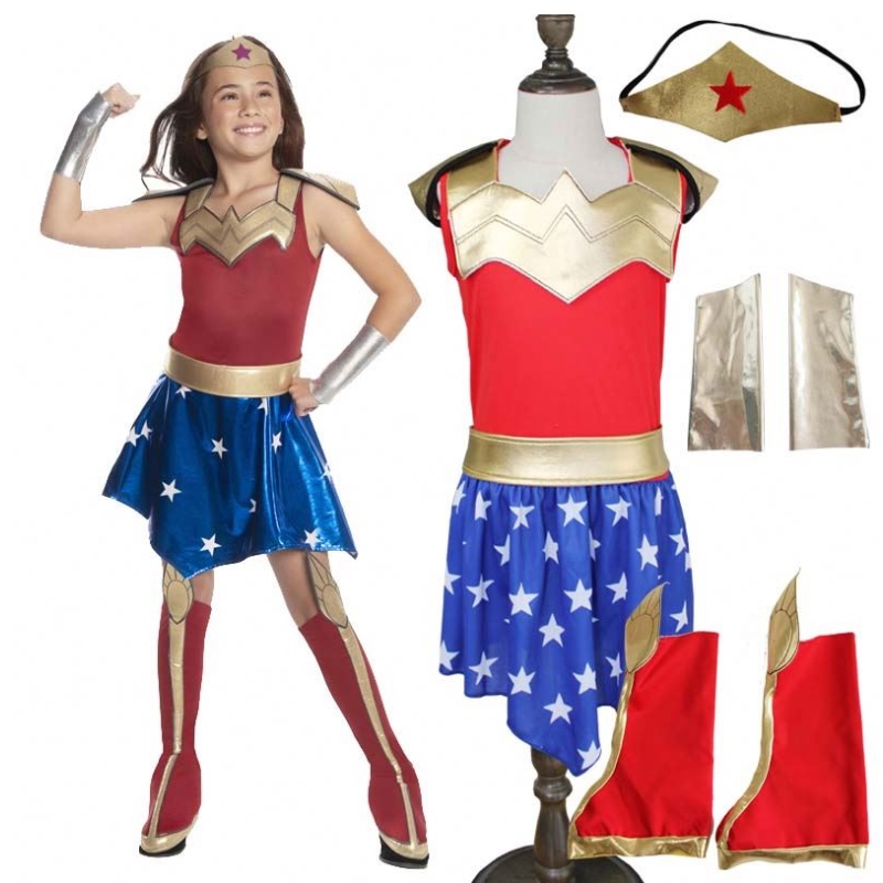 Kids Super Cossplay Costumes Super Girls Dress Superwoman Dress Super Halloween Clothes