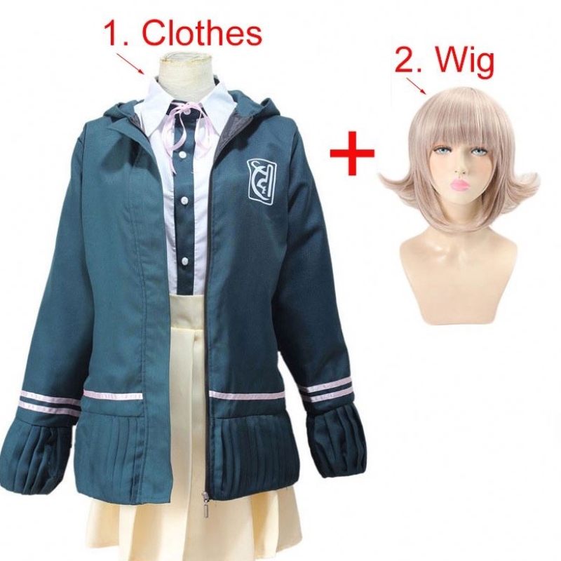 นักเรียนมัธยมปลายชุดอนิเมะ Danganronpa Nanami Chiaki คอสเพลย์ชุดกระโปรงสั้นแขนยาว loli กระโปรง