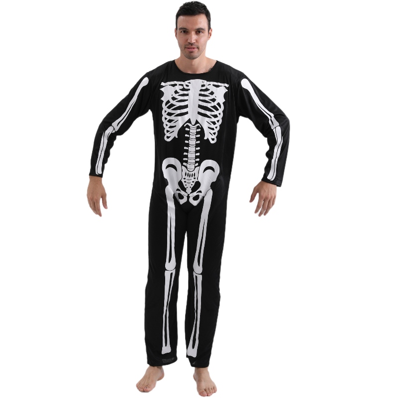 2022 Amazon Adult Jumpsuit Halloween Party Jumpsuit พร้อมกับ Skeleton Bone Print For Men