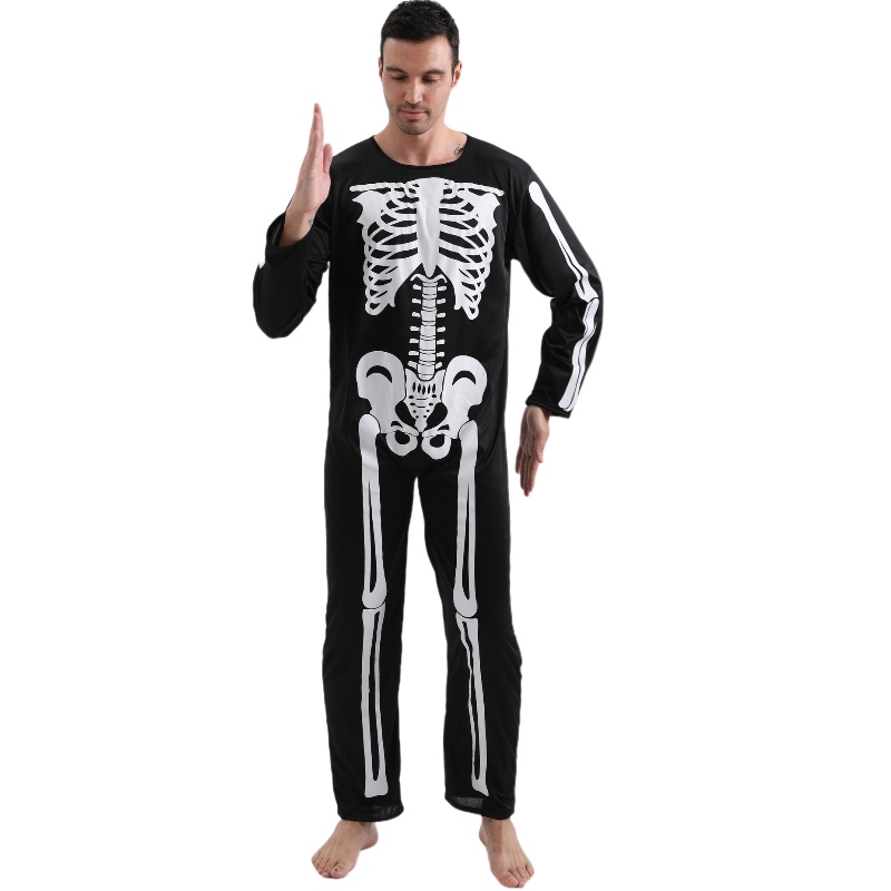 2022 Amazon Adult Jumpsuit Halloween Party Jumpsuit พร้อมกับ Skeleton Bone Print For Men